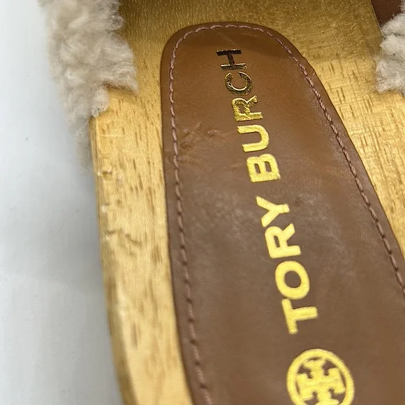 Tory Burch Authentic Rare Wooden Sheep Fur Fuzzy Sandals Clog Shoes **Size 8** - Picture 9 of 9